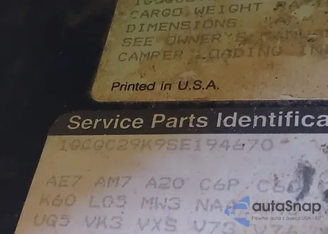 1995 Chevrolet Gmt-400 C2500 из США, поврежденный, VIN 1GCGC29K9SE194670